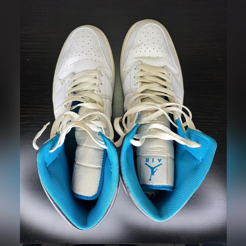 Nike Air Jordan 1 Mid High Top White Black Laser Blue Sneaker Shoe Size Us 15‎